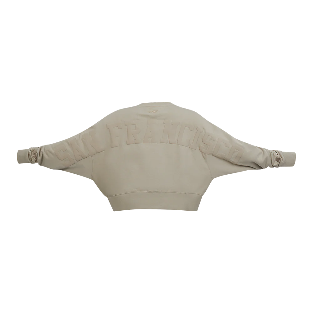 MLB SAN FRANCISCO GIANTS WINGSPAN WOMEN'S FLEECE CREWNECK (TAUPE) - Image 7