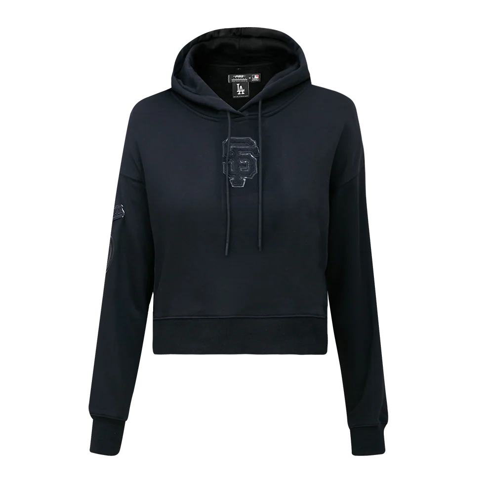 MLB SAN FRANCISCO GIANTS TRIPLE BLACK WOMEN'S CROPPED PULLOVER HOODIE (TRIPLE BLACK)