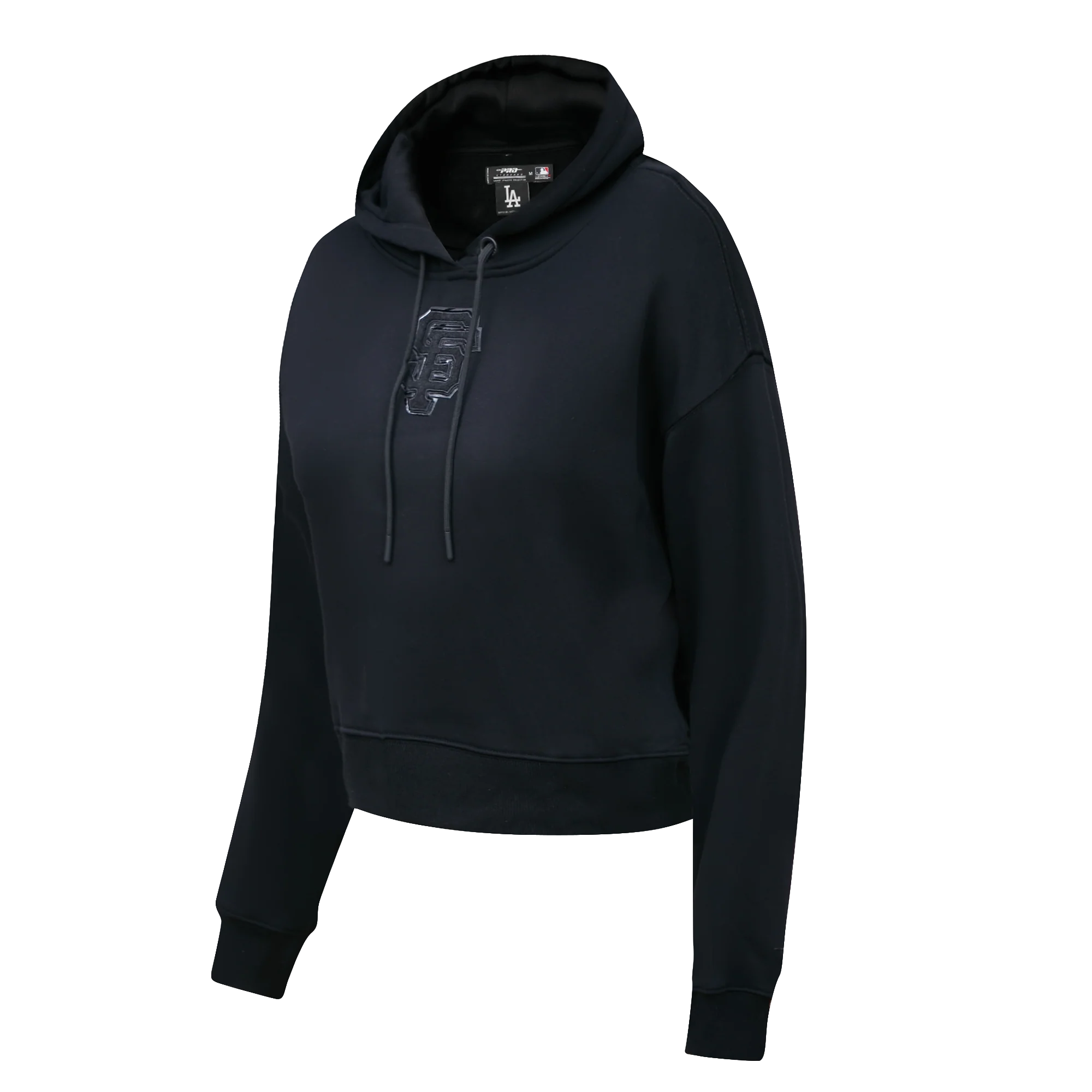 MLB SAN FRANCISCO GIANTS TRIPLE BLACK WOMEN'S CROPPED PULLOVER HOODIE (TRIPLE BLACK) - Image 2