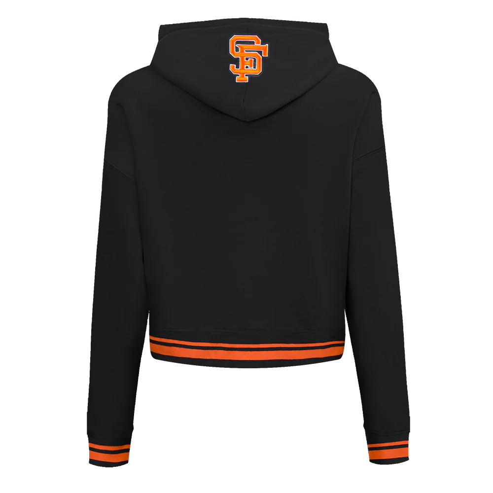 MLB SAN FRANCISCO GIANTS RETRO CLASSIC WOMEN'S CROPPED PULLOVER HOODIE (BLACK/ORANGE) - Image 3