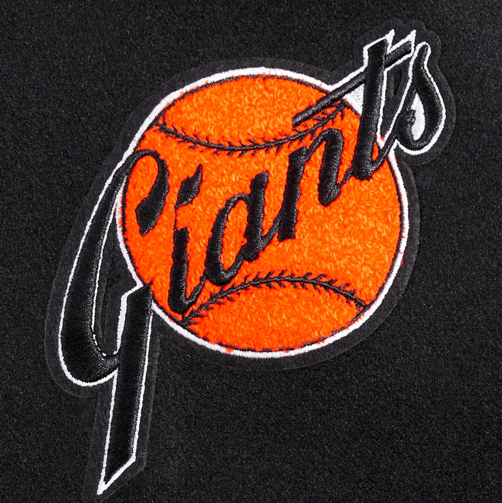 MLB SAN FRANCISCO GIANTS RETRO CLASSIC WOMEN'S RIB WOOL VARSITY JACKET (BLACK/ORANGE) - Image 5