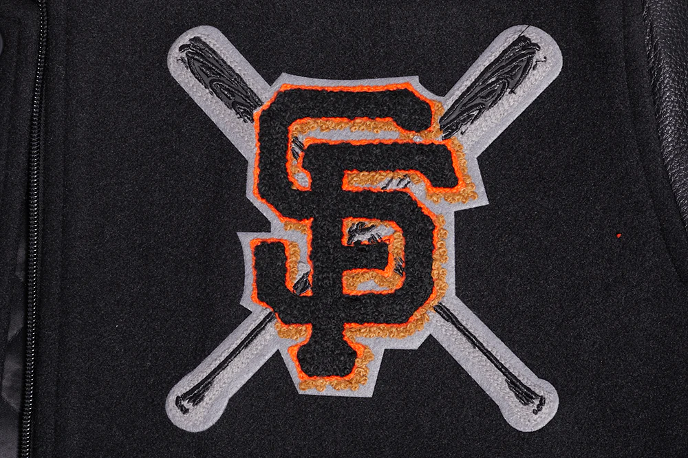 MLB SAN FRANCISCO GIANTS MASHUP WOMEN'S RIB WOOL VARSITY JACKET (BLACK/ORANGE) - Image 6