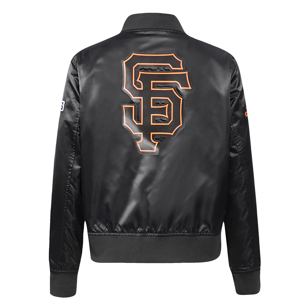 MLB SAN FRANCISCO GIANTS CLASSIC WOMEN'S SATIN JACKET (BLACK) - Image 3