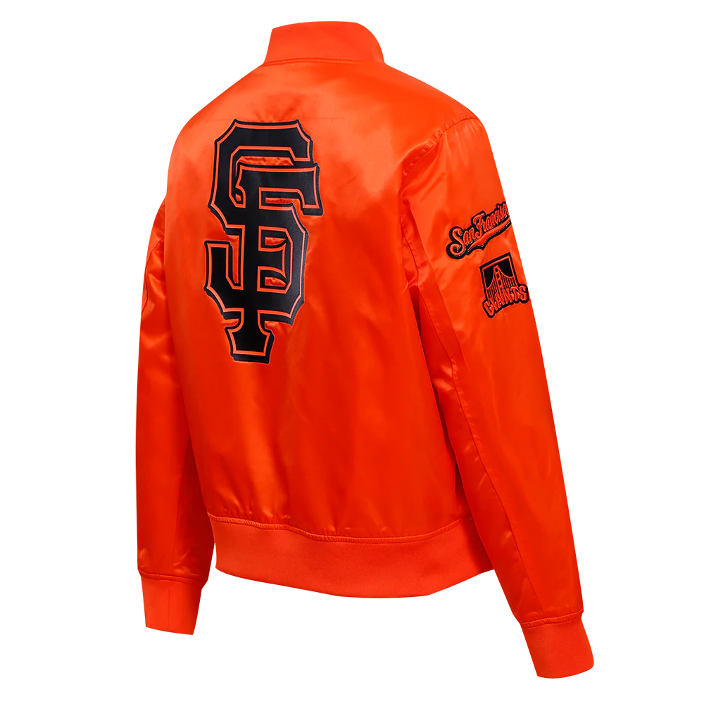 MLB SAN FRANCISCO GIANTS CLASSIC WOMEN'S SATIN JACKET (ORANGE) - Image 3