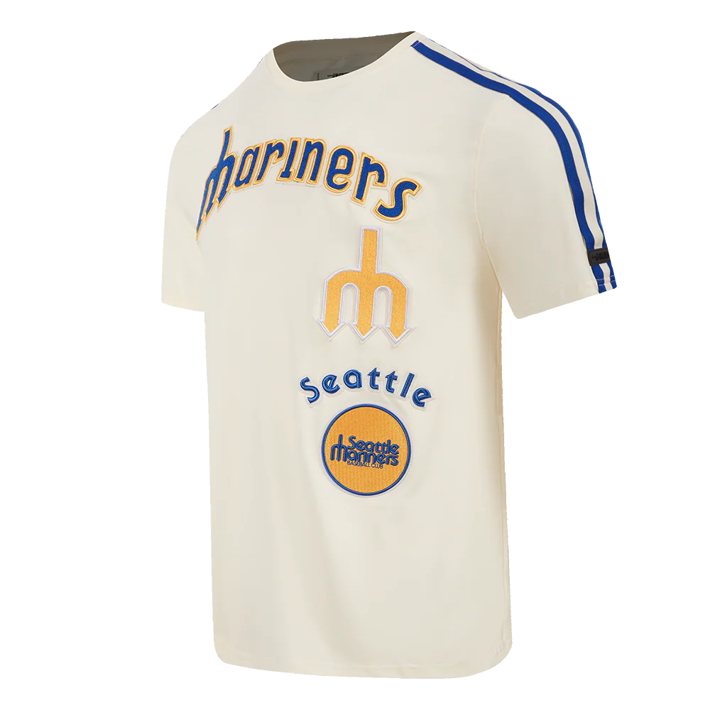 MLB SEATTLE MARINERS RETRO CLASSIC MEN'S STRIPED TOP V2 (EGGSHELL/ROYAL BLUE) - Image 2