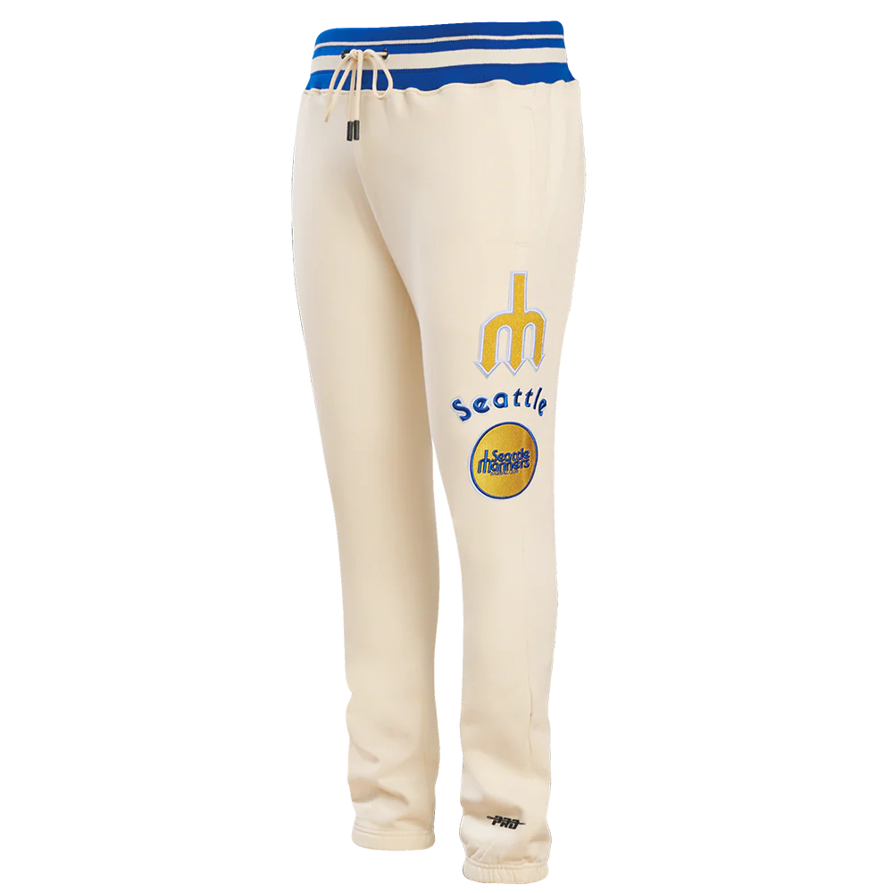 MLB SEATTLE MARINERS RETRO CLASSIC MEN'S RIB SWEATPANT V2 (EGGSHELL/ROYAL BLUE)