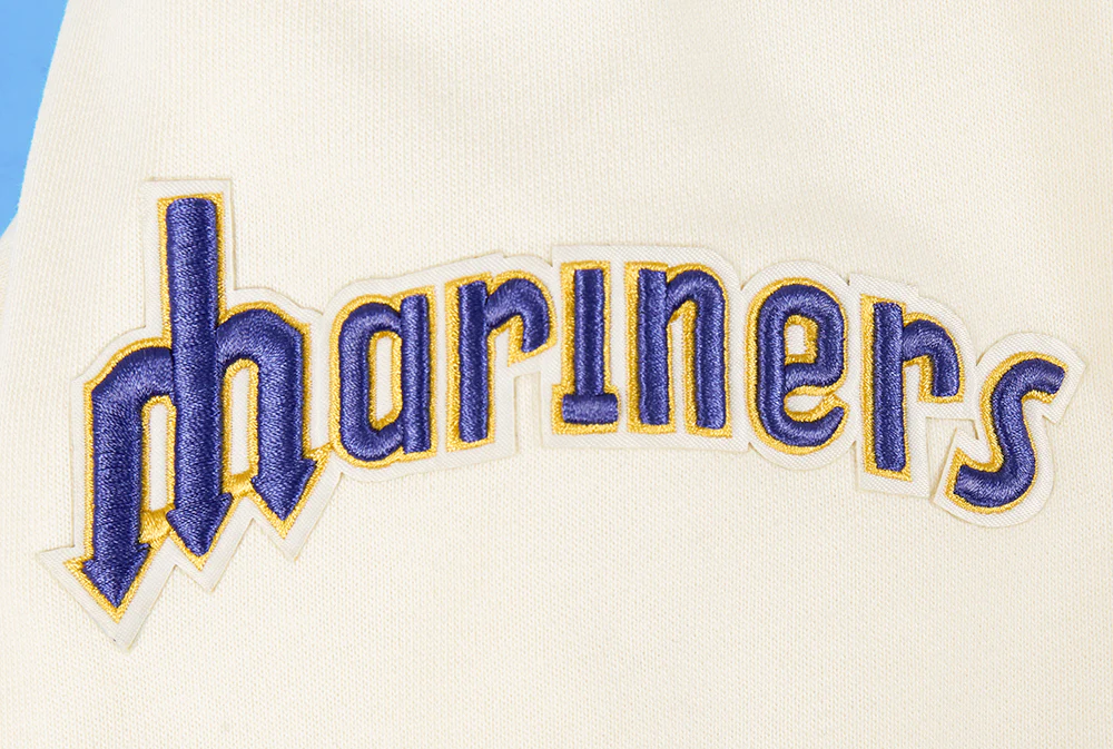 MLB SEATTLE MARINERS RETRO CLASSIC MEN'S RIB PULLOVER HOODIE (EGGSHELL/ ROYAL BLUE) - Image 6