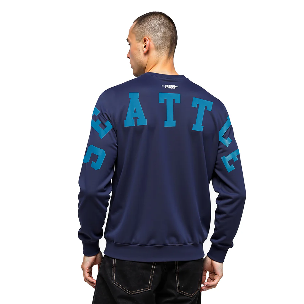 MLB SEATTLE MARINERS WINGSPAN MEN'S DROP SHOULDER FLC CREWNECK (MIDNIGHT NAVY)