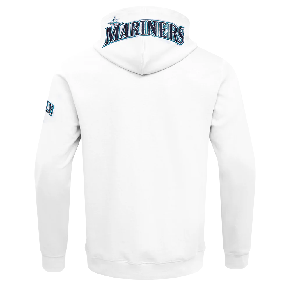 MLB SEATTLE MARINERS CLASSIC CHENILLE MEN'S FULL ZIP PULLOVER HOODIE (WHITE) - Image 3