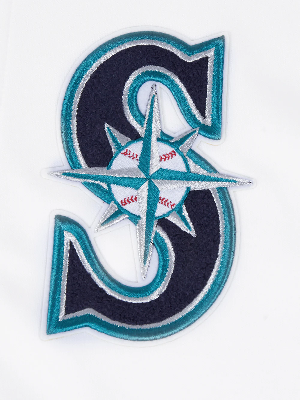 MLB SEATTLE MARINERS CLASSIC CHENILLE MEN'S FULL ZIP PULLOVER HOODIE (WHITE) - Image 5