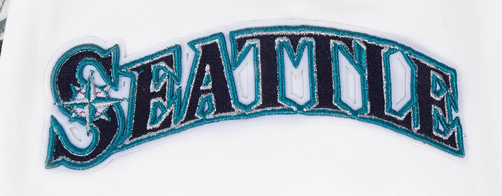 MLB SEATTLE MARINERS CLASSIC CHENILLE MEN'S FULL ZIP PULLOVER HOODIE (WHITE) - Image 7