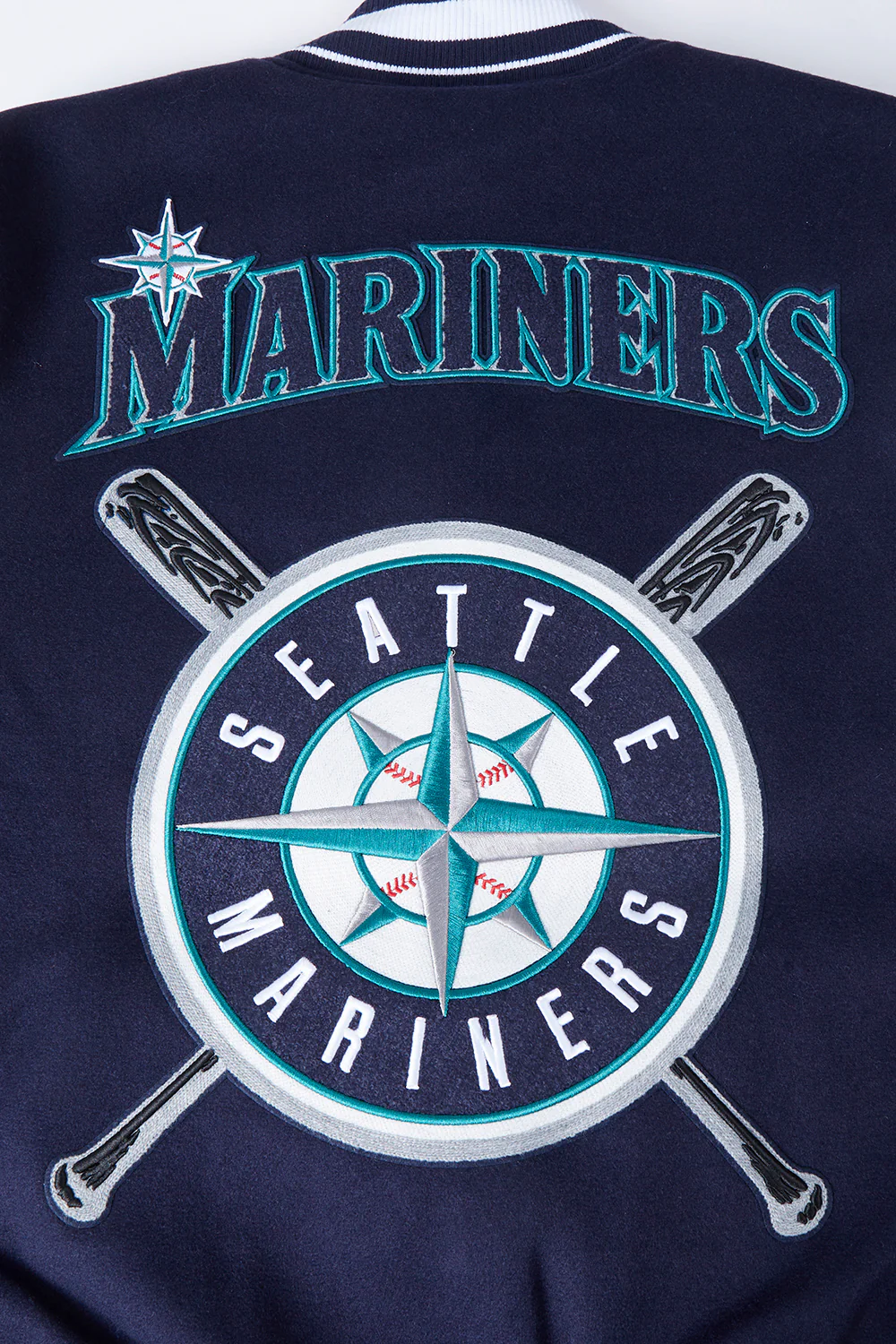 MLB SEATTLE MARINERS MASHUP MEN'S RIB WOOL VARSITY JACKET (MIDNIGHT NAVY/WHITE) - Image 10