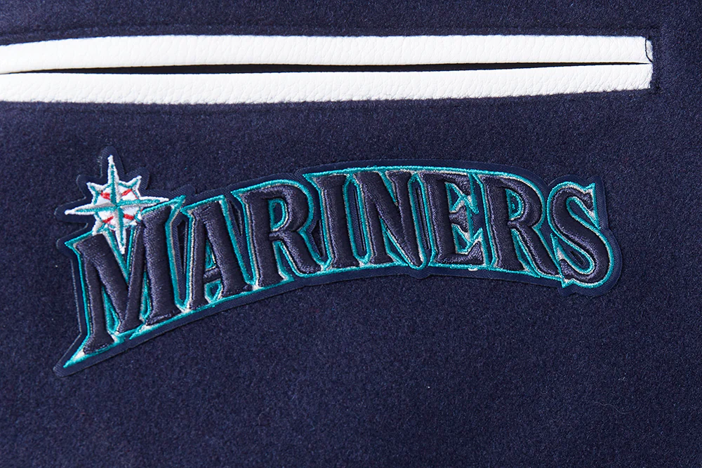 MLB SEATTLE MARINERS MASHUP MEN'S RIB WOOL VARSITY JACKET (MIDNIGHT NAVY/WHITE) - Image 7