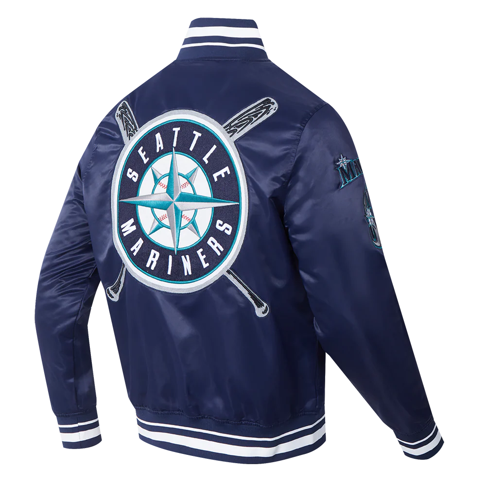 MLB SEATTLE MARINERS MASHUP MEN'S RIB SATIN JACKET (MIDNIGHT NAVY) - Image 4