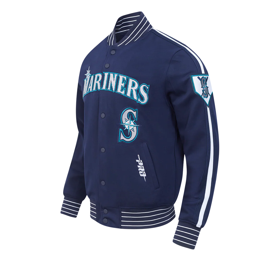 MLB SEATTLE MARINERS CURRENT LOGO PRO GAME DAY MEN'S DOUBLE KNIT JACKET (MIDNIGHT NAVY/WHITE) - Image 2