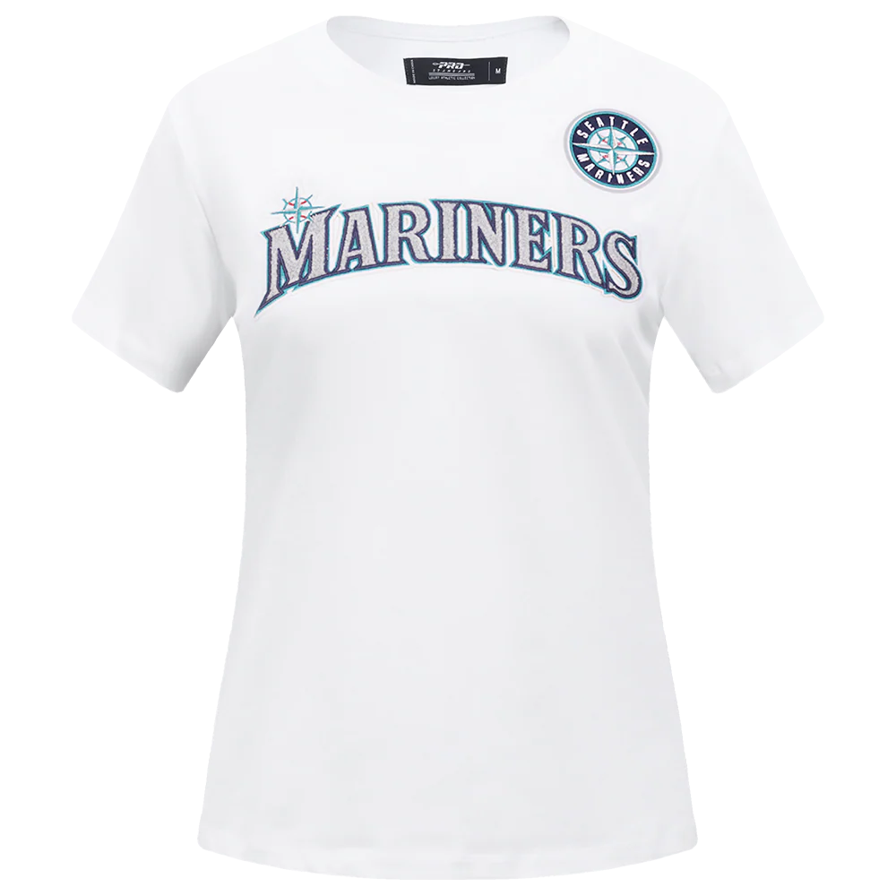 MLB SEATTLE MARINERS CLASSIC SHORT SLEEVE WOMEN'S SLIM FIT TOP (WHITE)