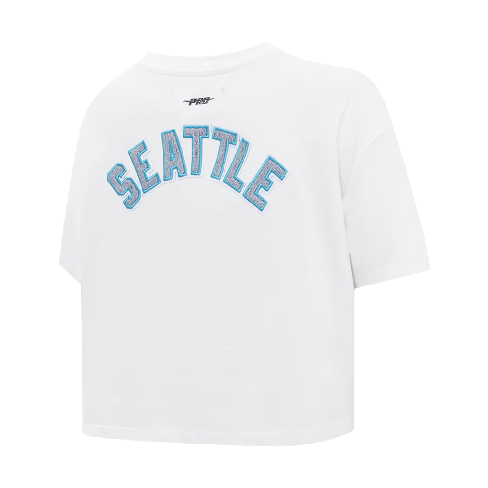 MLB SEATTLE MARINERS CLASSIC WOMEN'S SINGLE JERSEY BOXY TOP (WHITE) - Image 4