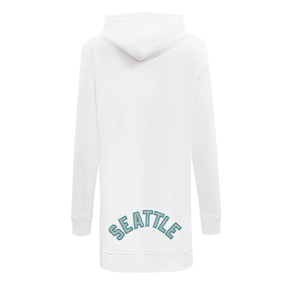 MLB SEATTLE MARINERS CLASSIC WOMEN'S HOODIE DRESS (WHITE) - Image 3