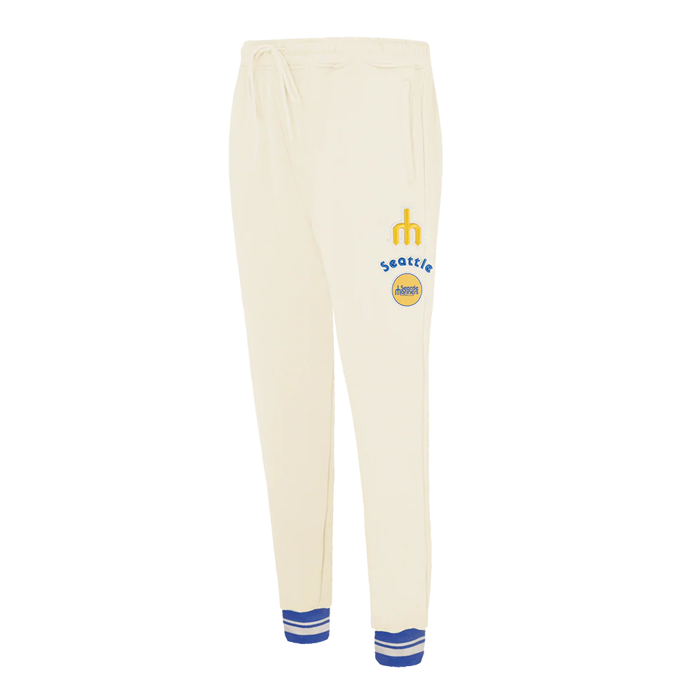 MLB SEATTLE MARINERS RETRO CLASSIC WOMEN'S RIB SWEATPANT (EGGSHELL/ROYAL BLUE)