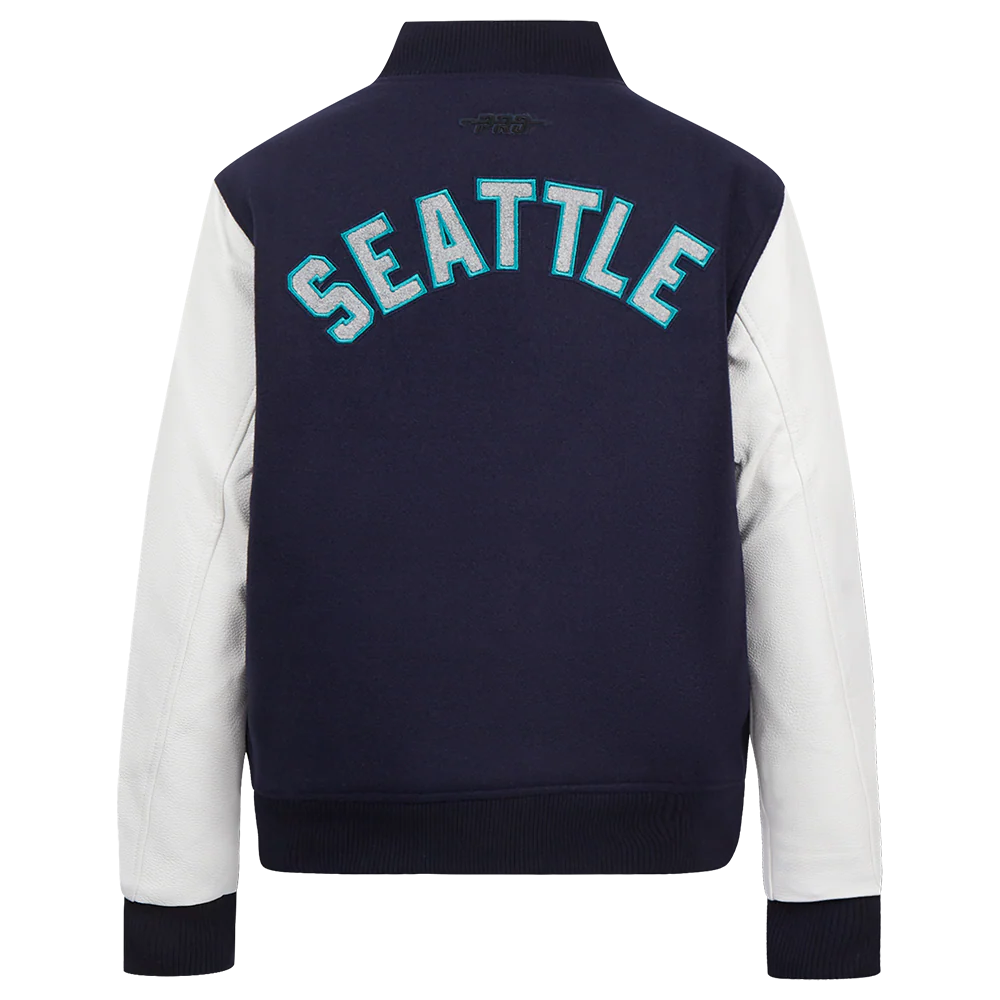 MLB SEATTLE MARINERS CLASSIC WOMEN'S WOOL VARSITY JACKET (MIDNIGHT NAVY/WHITE) - Image 3