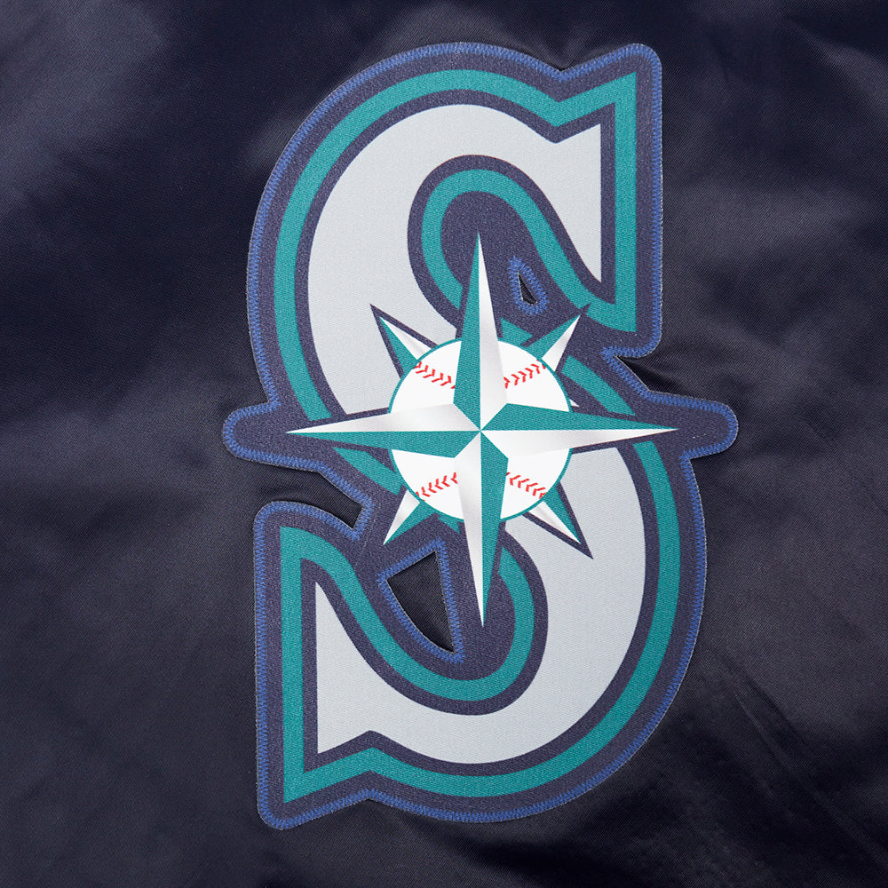 MLB SEATTLE MARINERS CLASSIC WOMEN'S SATIN JACKET (MIDNIGHT NAVY) - Image 8