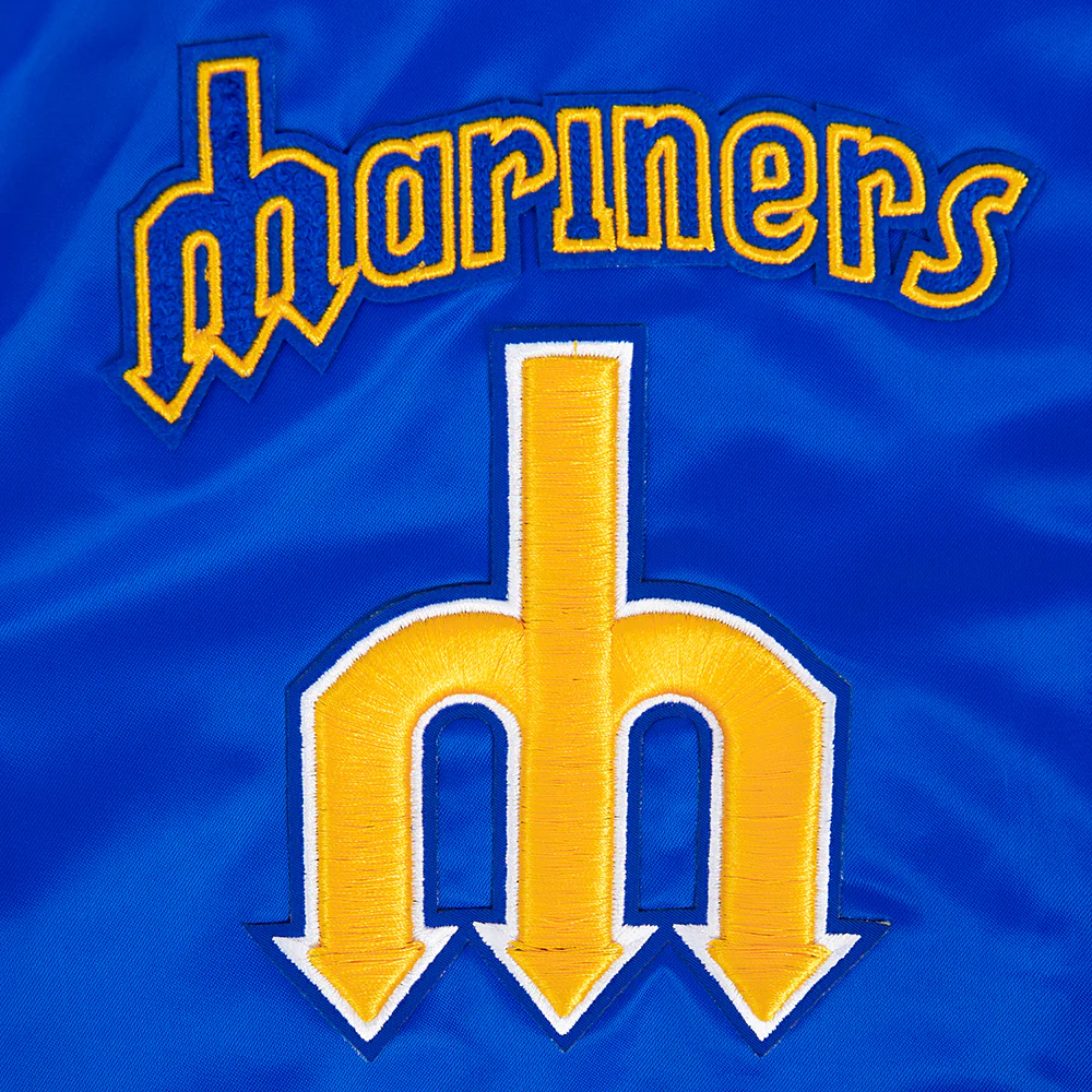 MLB SEATTLE MARINERS RETRO CLASSIC WOMEN'S RIB SATIN JACKET (ROYAL BLUE) - Image 5