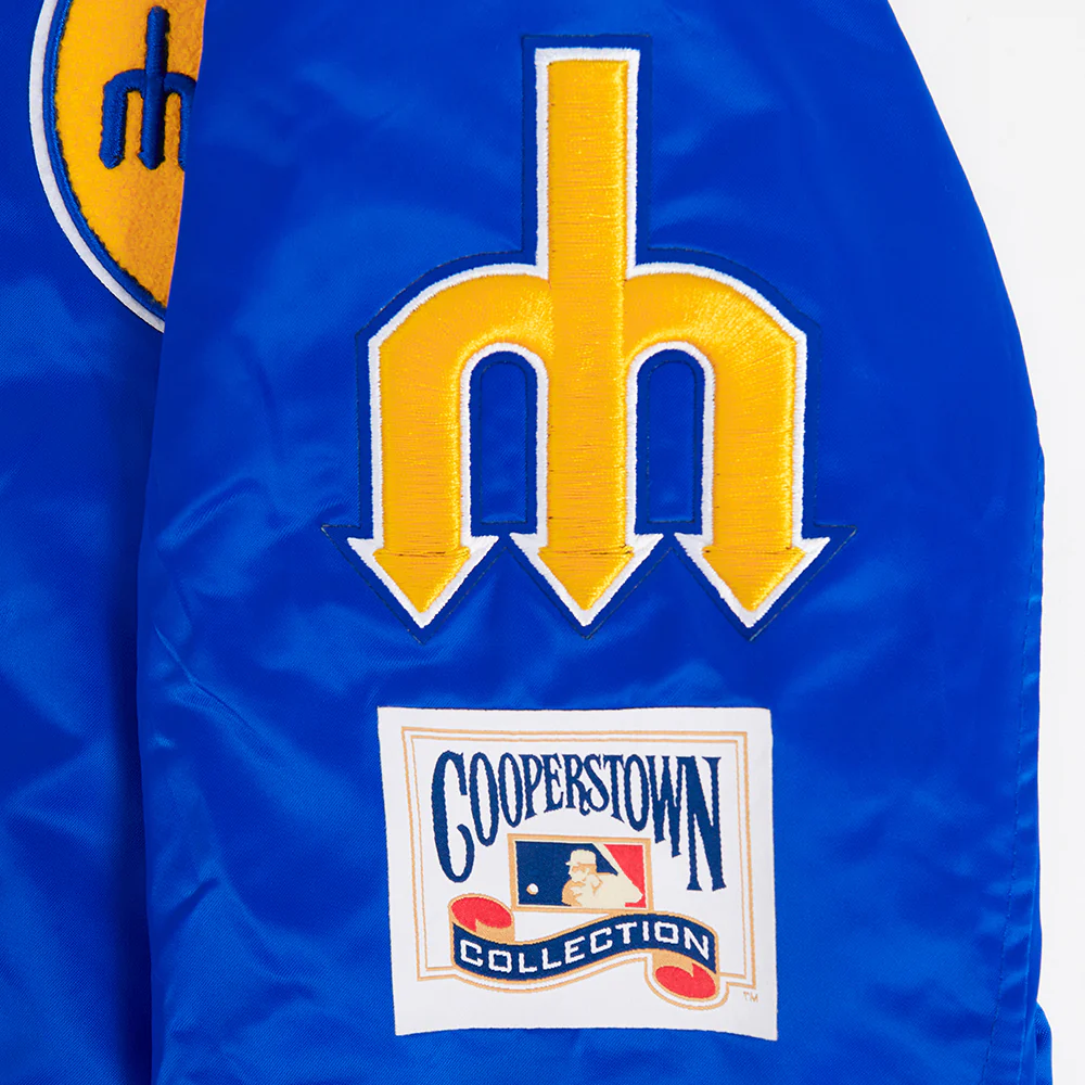 MLB SEATTLE MARINERS RETRO CLASSIC WOMEN'S RIB SATIN JACKET (ROYAL BLUE) - Image 9