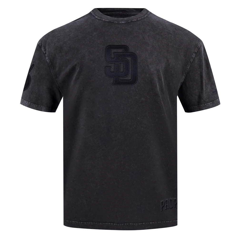 MLB SAN DIEGO PADRES WASHED CLASSIC MEN'S ENZYME WASH DROP SHOULDER TEE (WASHED BLACK)