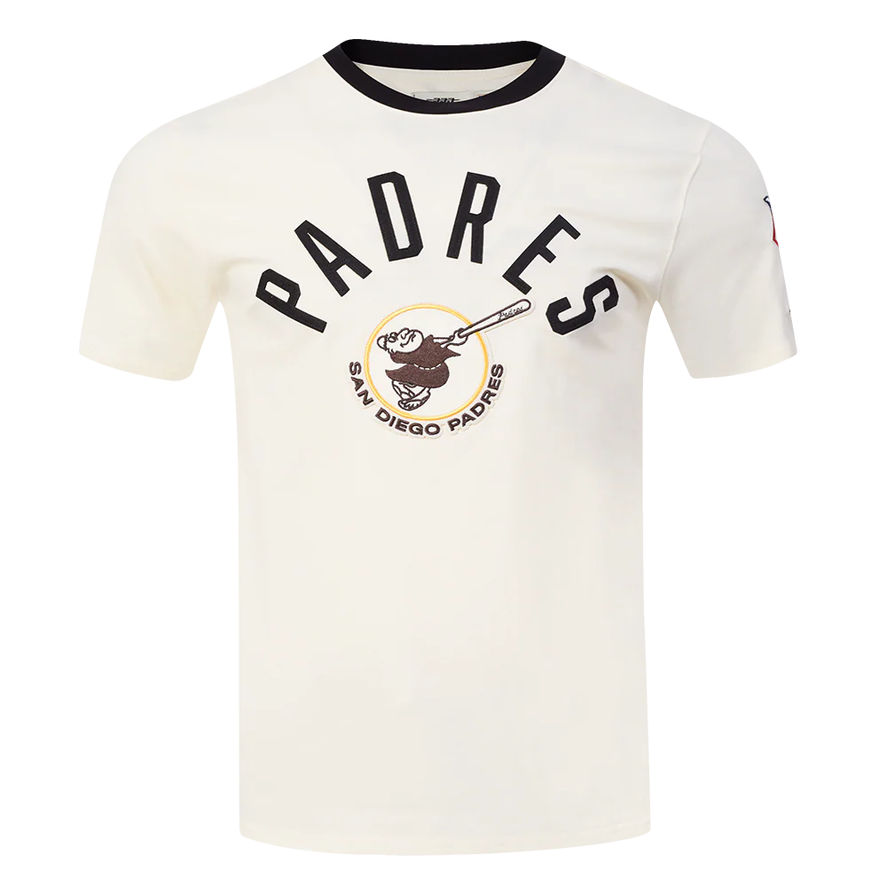 MLB SAN DIEGO PADRES MODERN ORIGINALS MEN'S RINGER TEE (EGGSHELL/ BLACK) - Image 3