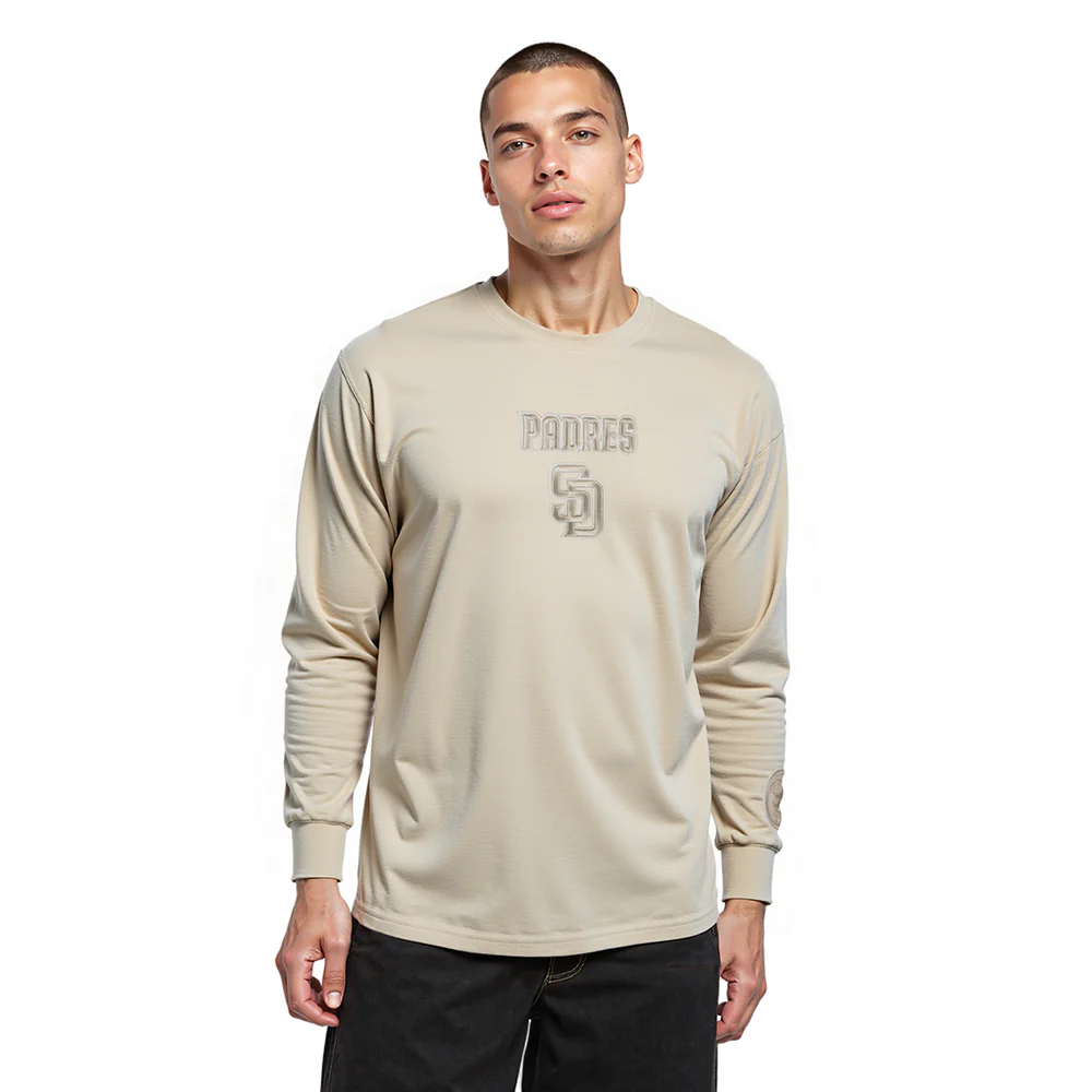 MLB SAN DIEGO PADRES WINGSPAN MEN'S DROP SHOULDER LS TEE (TAUPE) - Image 2