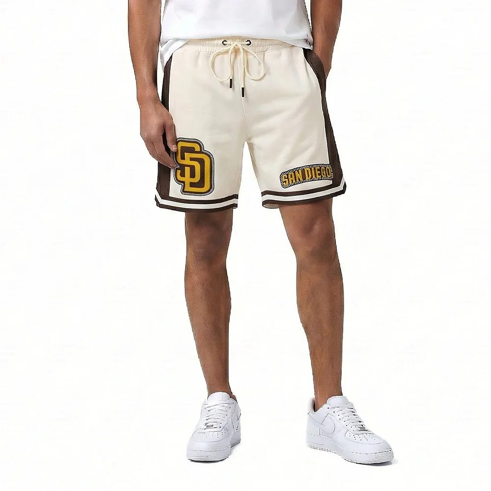 MLB SAN DIEGO PADRES DIY PICK STITCH MEN'S DOUBLE KNIT 2.0 SHORT (EGGSHELL/ BROWN)