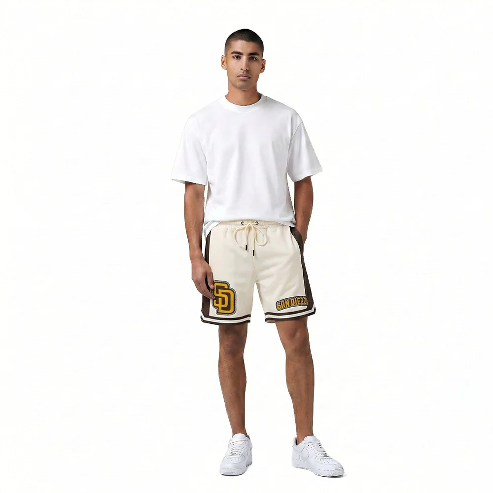 MLB SAN DIEGO PADRES DIY PICK STITCH MEN'S DOUBLE KNIT 2.0 SHORT (EGGSHELL/ BROWN) - Image 3