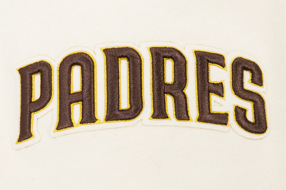 MLB SAN DIEGO PADRES SCRIPT TAIL MEN'S RIB FLEECE PULLOVER HOODIE (EGGSHELL/ BROWN) - Image 8