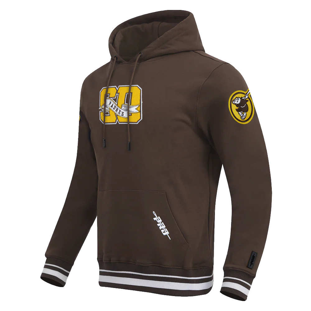 MLB SAN DIEGO PADRES TEAM PENNANTS MEN'S RIB FLEECE PULLOVER HOODIE (BROWN) - Image 2