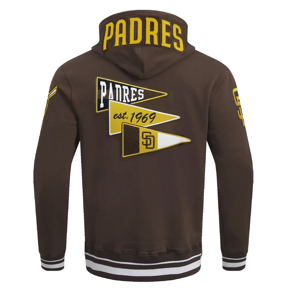 MLB SAN DIEGO PADRES TEAM PENNANTS MEN'S RIB FLEECE PULLOVER HOODIE (BROWN) - Image 3
