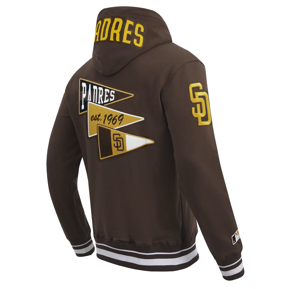 MLB SAN DIEGO PADRES TEAM PENNANTS MEN'S RIB FLEECE PULLOVER HOODIE (BROWN) - Image 4