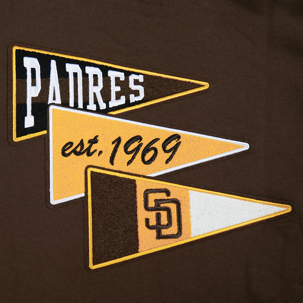 MLB SAN DIEGO PADRES TEAM PENNANTS MEN'S RIB FLEECE PULLOVER HOODIE (BROWN) - Image 6