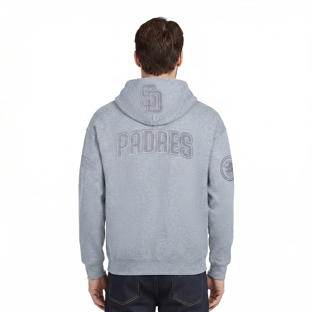 MLB SAN DIEGO PADRES REVERSE FRENCH TERRY MEN'S DROP SHOULDER FLC PO (DARK HEATHER GRAY) - Image 2