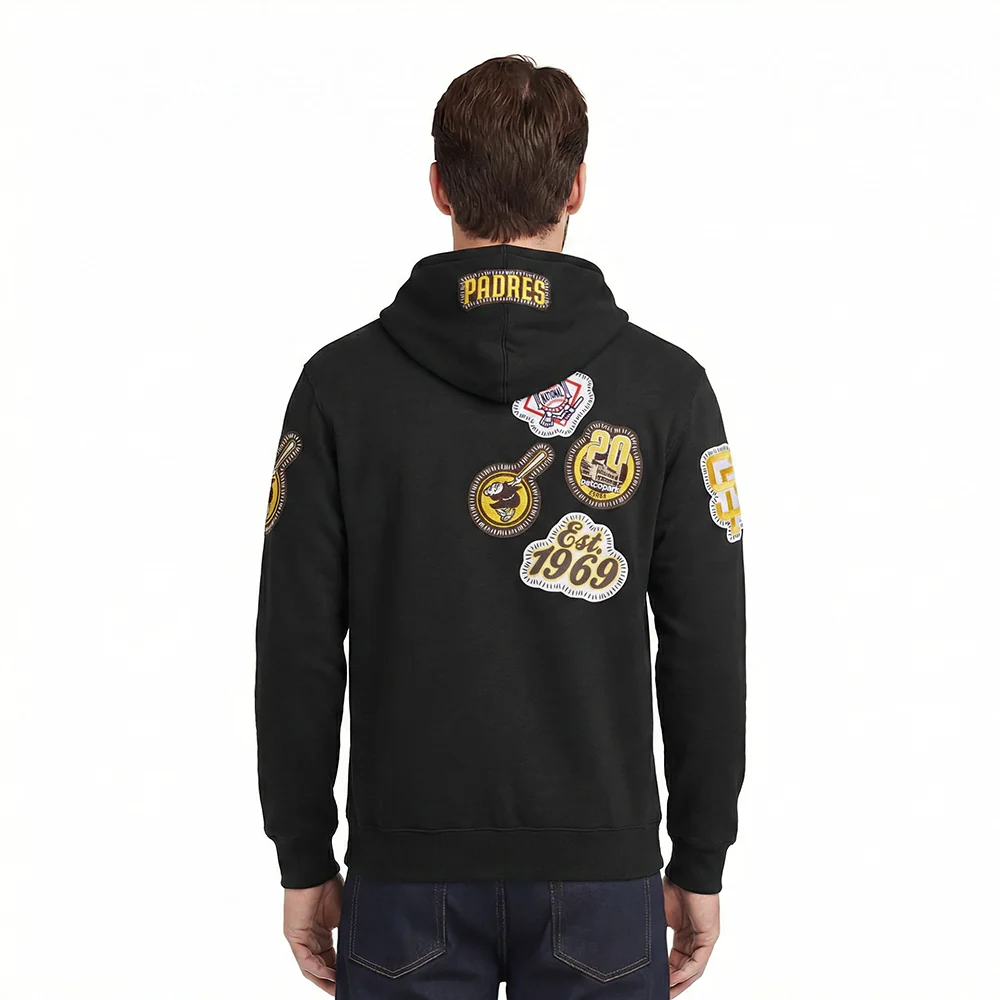 MLB SAN DIEGO PADRES DIY PICK STITCH MEN'S DOUBLE KNIT PULLOVER HOODIE (BLACK) - Image 2