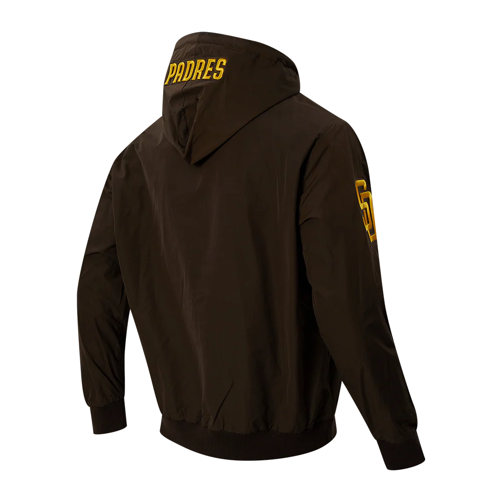 MLB SAN DIEGO PADRES CLASSIC WIND SUIT MEN'S WOVEN FULL ZIP PULLOVER HOODIE (BROWN) - Image 4