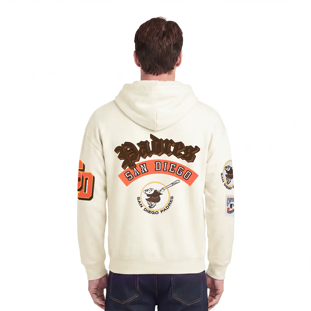 MLB SAN DIEGO PADRES BEST OF MEN'S DROP SHOULDER FLC PO HOODIE (EGGSHELL) - Image 2