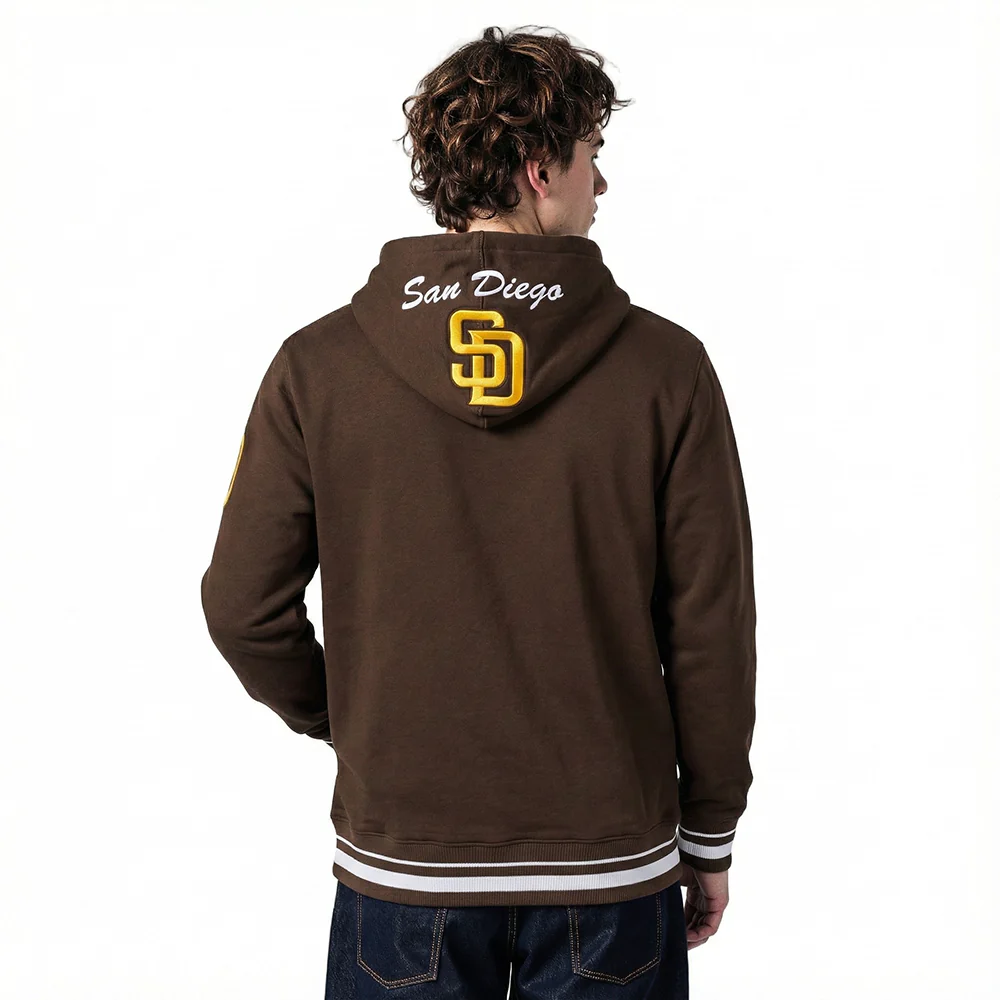 MLB SAN DIEGO PADRES TEAM BADGE MEN'S RIB FLC PO HOODIE (BROWN) - Image 2
