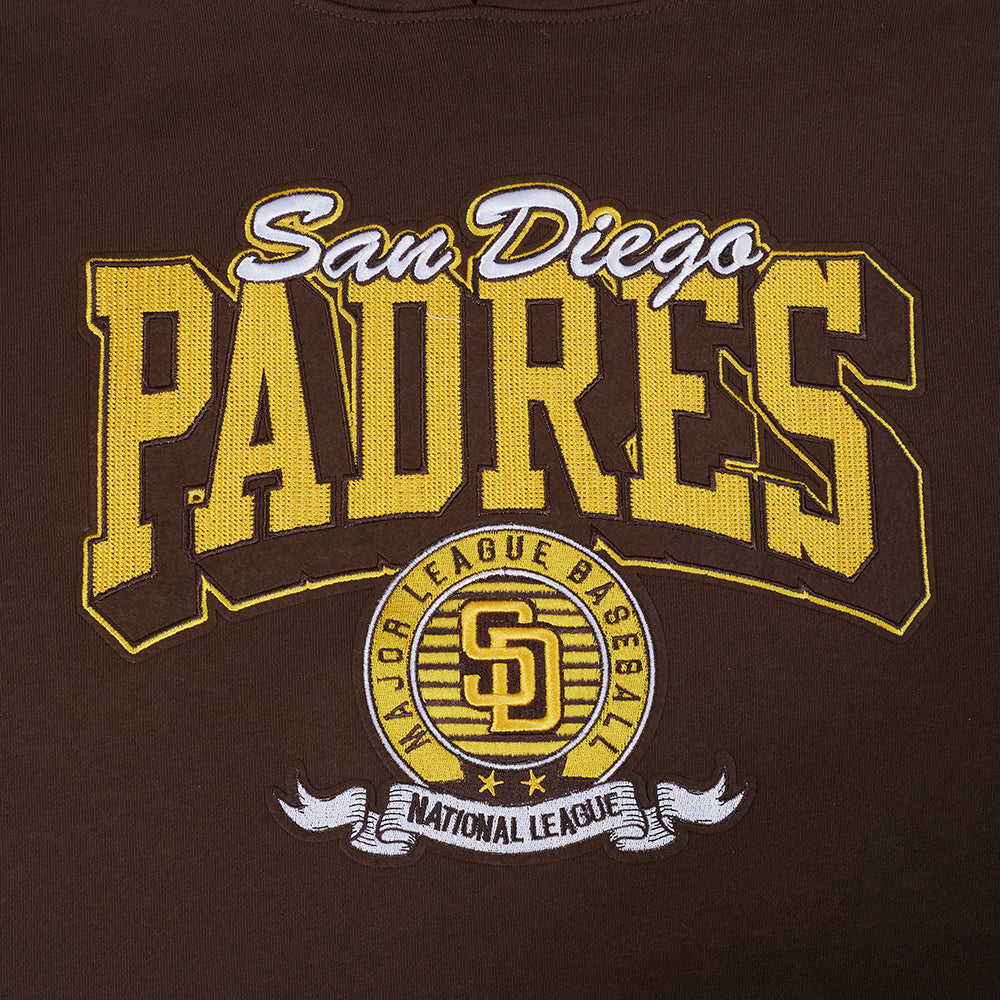 MLB SAN DIEGO PADRES TEAM BADGE MEN'S RIB FLC PO HOODIE (BROWN) - Image 5