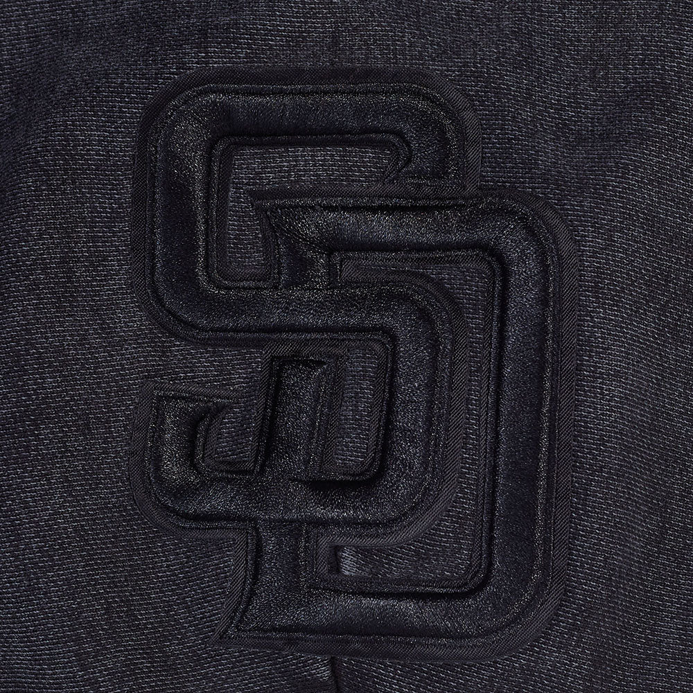 MLB SAN DIEGO PADRES WASHED CLASSIC MEN'S ENZYME WASH DROP SHOULDER FT PO HOODIE (WASHED BLACK) - Image 9