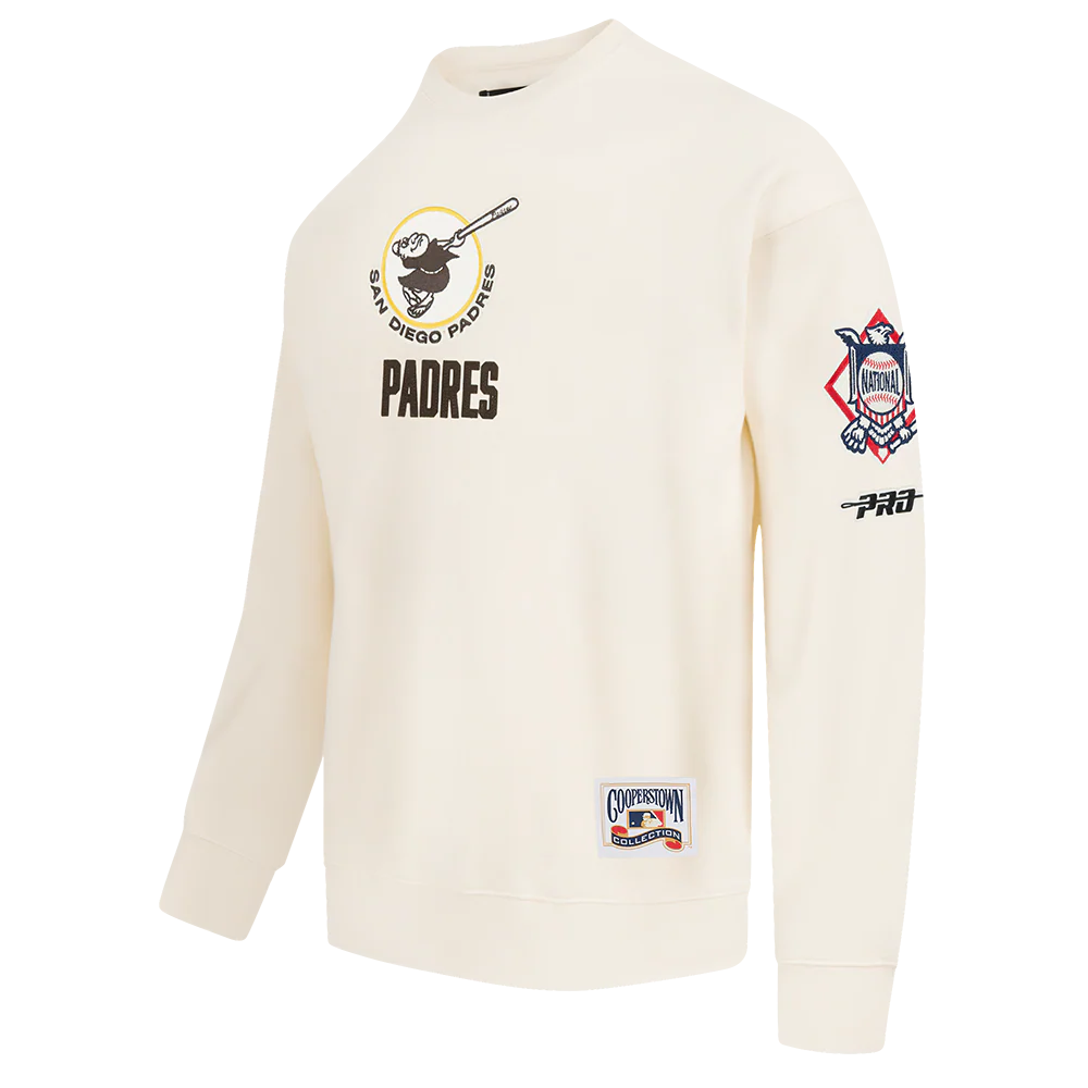 MLB SAN DIEGO PADRES MODERN ORIGINALS MEN'S FLC CREWNECK (EGGSHELL) - Image 3