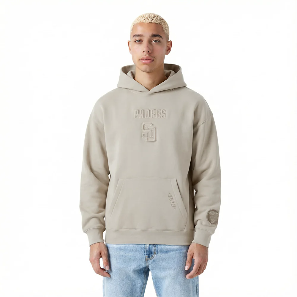 MLB SAN DIEGO PADRES WINGSPAN MEN'S DROP SHOULDER FLC PO HOODIE (TAUPE) - Image 2
