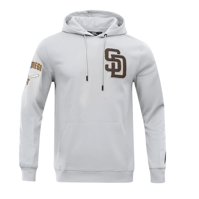 MLB SAN DIEGO PADRES CLASSIC CHENILLE MEN'S PULLOVER HOODIE (GRAY)