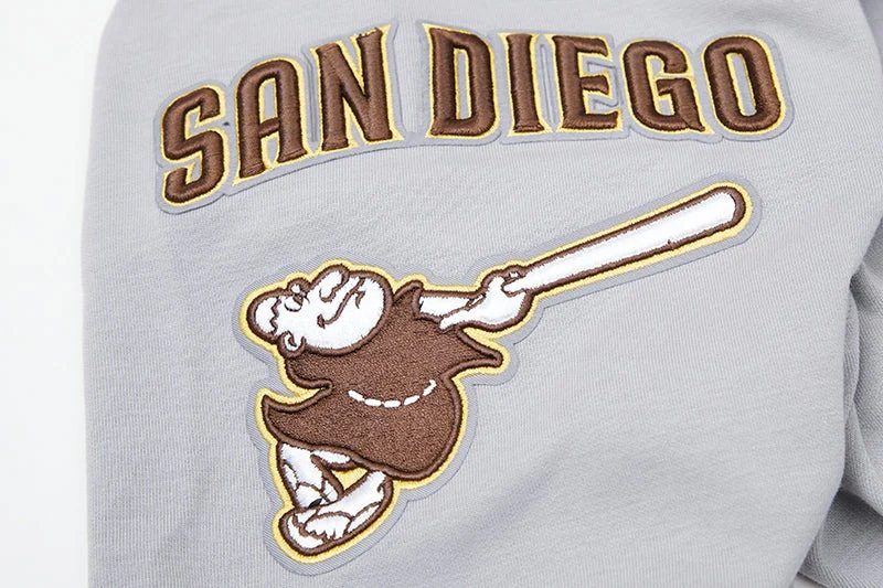 MLB SAN DIEGO PADRES CLASSIC CHENILLE MEN'S PULLOVER HOODIE (GRAY) - Image 6