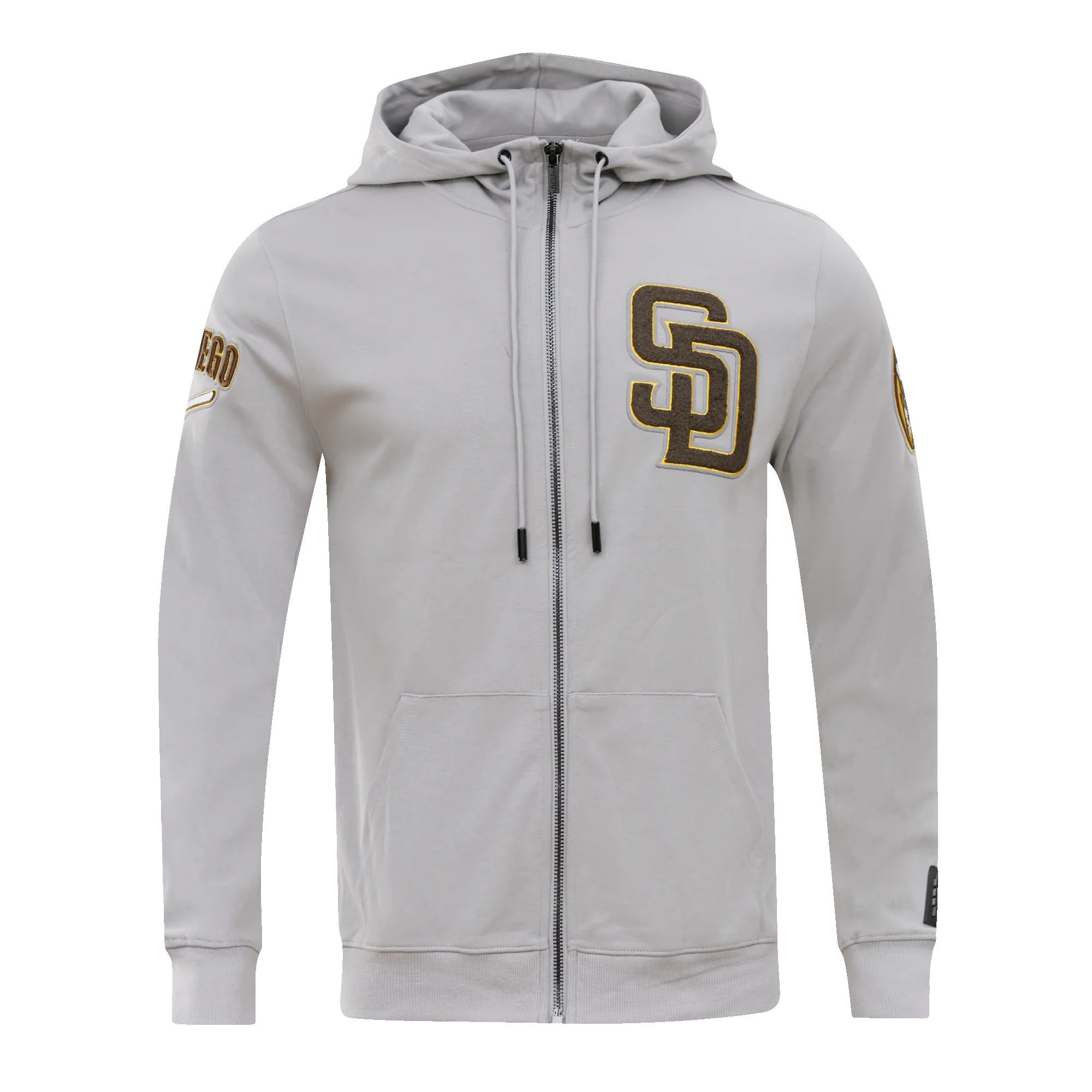 MLB SAN DIEGO PADRES CLASSIC CHENILLE MEN'S FULL ZIP HOODIE (GRAY)