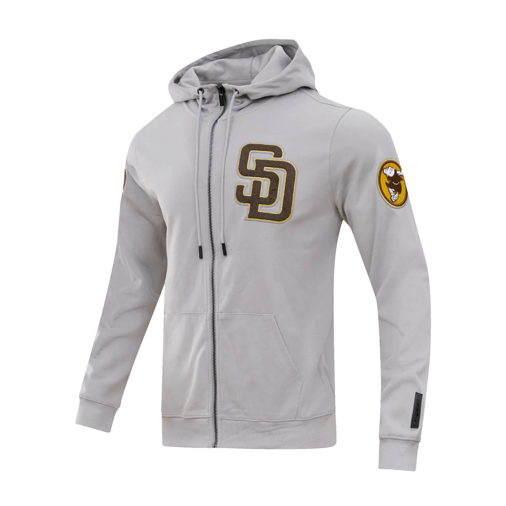 MLB SAN DIEGO PADRES CLASSIC CHENILLE MEN'S FULL ZIP HOODIE (GRAY) - Image 2